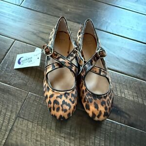 A New Day NWT Leopard Print Mary Jane Flats Crisscross Strap Brown Black 6
